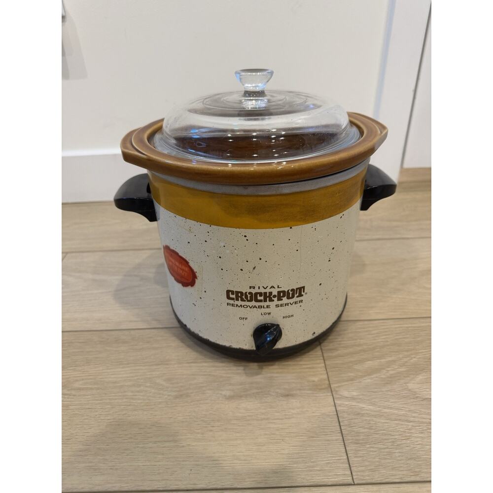 Vintage 70s Rival Crock Pot 3150/2 Slow Cooker 3.5 Qt Removeable Stoneware